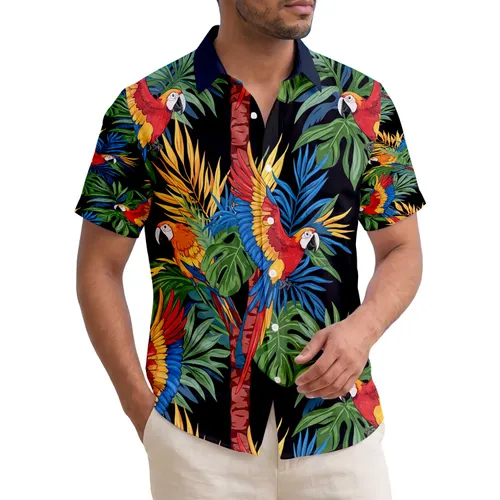 Macaw Parrots Palm Trees Tropical Leaves - Wildlife Lover Home Decor Gift Hawaiian Shirt