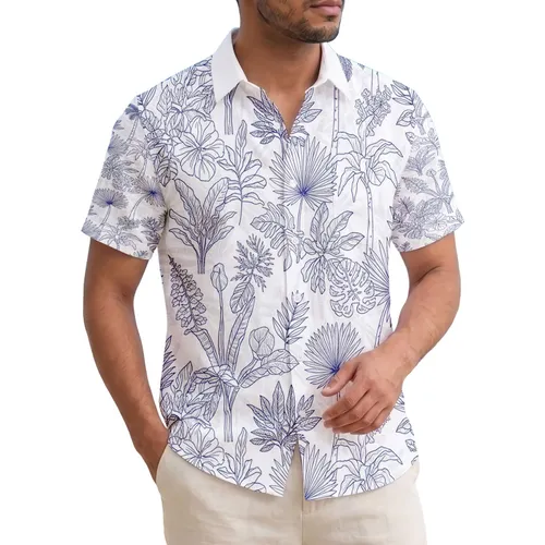 Tropical Fan Palm Leaves Slender Palm Trees Fern Fronds Vines - Travel Essentials Home Decor Gift Hawaiian Shirt