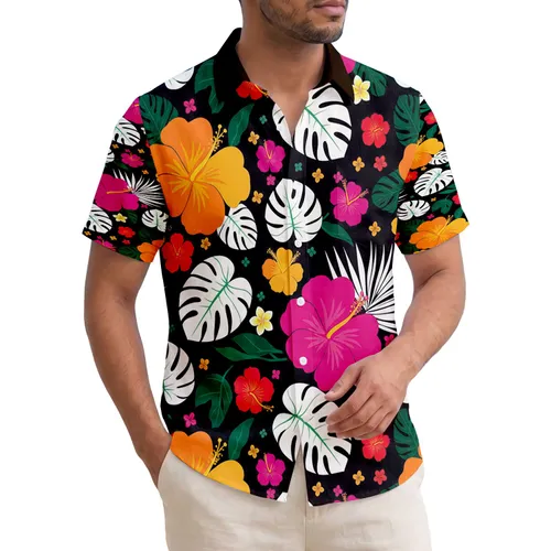 Bold Hawaiian Hibiscus Oversized Tropical Leaves - Everyday Home Decor Gift Hawaiian Shirt