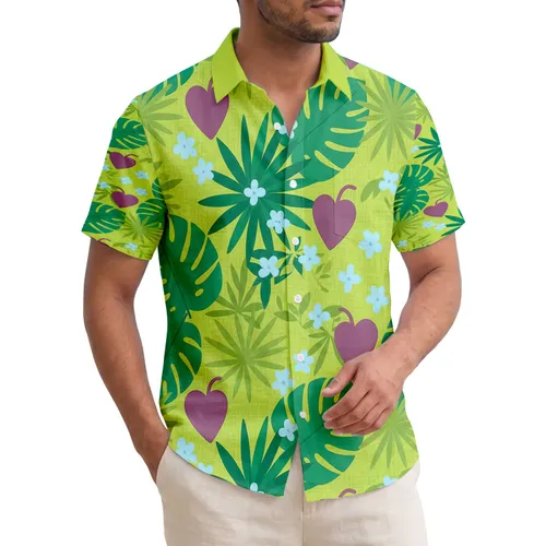 Tropical Leaves Palm Fronds Star Foliage Heart Flowers - Home Decor Gift Hawaiian Shirt