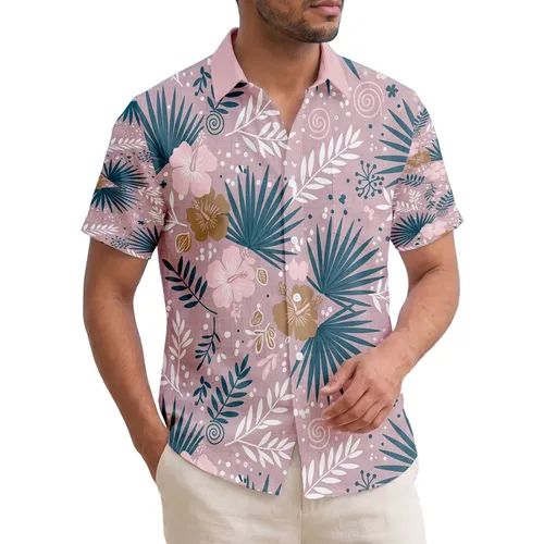 Tropical Blossoms Fan Leaves Botanical Foliage - Everyday Lifestyle Gift Hawaiian Shirt