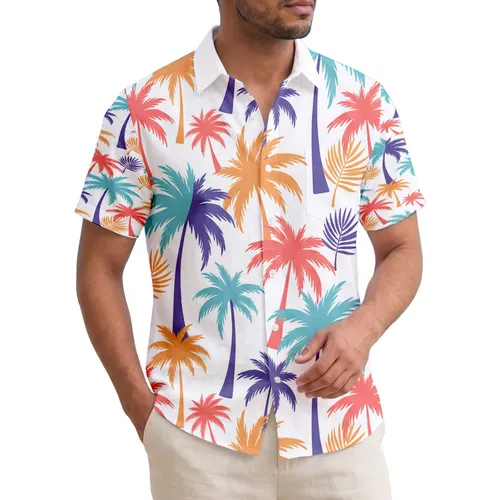 Tropical Palm Trees Palm Fronds Tree Sections - Home Decor Gift for Vacation Trip and Travel Essentials Hawaiian Shirt