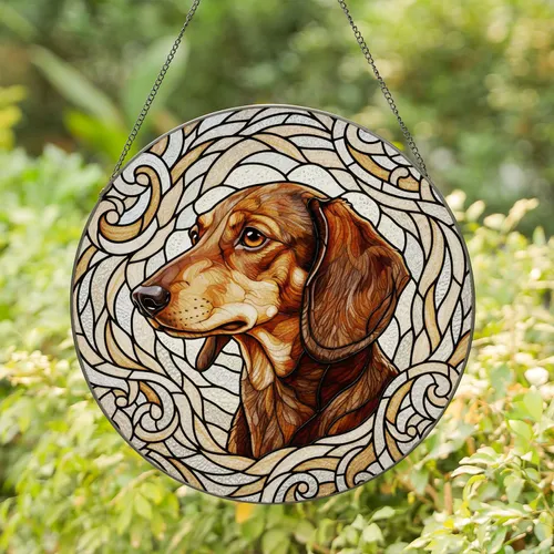 Dachshund Head Profile - Home Decor Gift for Dog Owners & Pet Adopters Stained Glass Suncatcher