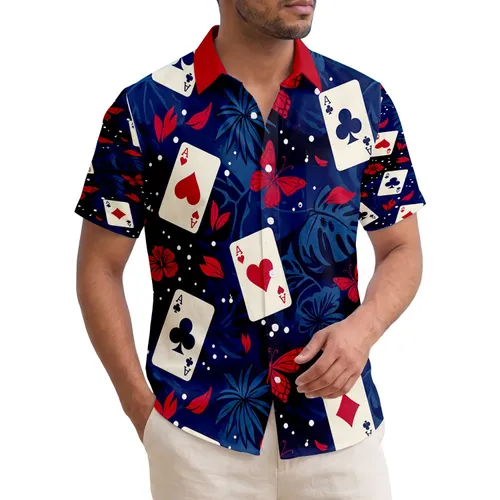 Playing Cards Red Butterfly Hibiscus Palm Frond - Home Decor Gift for Tropical Lover Hawaiian Shirt