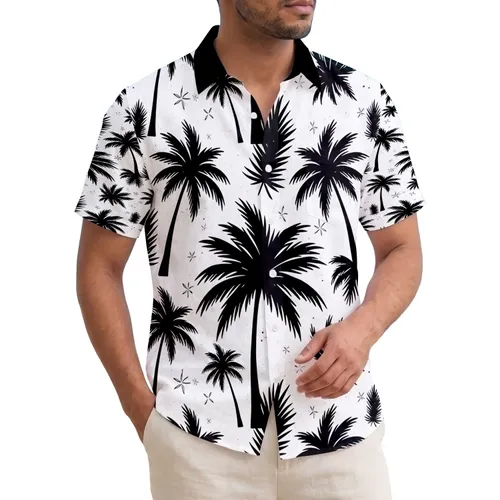 Dense Black Palm Tree Silhouette Tropical Jungle - Home Decor Gift Hawaiian Shirt