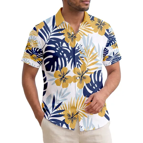 Monstera Palm Frond Hibiscus Floral - Home Decor Gift for Plant Lover Hawaiian Shirt