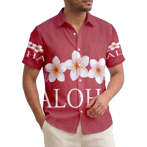 ALOHA Plumeria Flowers Tropical Palm Hibiscus - Vacation Trip Gift for Island Lovers Hawaiian Shirt