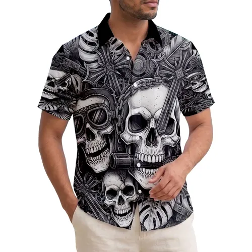 Aviator Skull Gothic Cross Industrial Chains Tropical Freedom - Everyday Style Gift Hawaiian Shirt