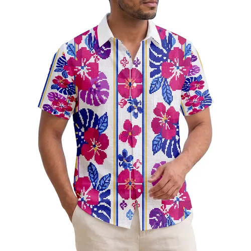Tropical Folk Art Flowers Hibiscus Plumeria Leaves - Island Lifestyle Gift Hawaiian Shirt