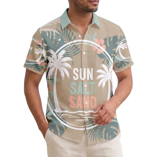 SUN SALT SAND Palm Trees Beach - Beach Lover Gift Hawaiian Shirt