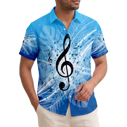 Ocean Treble Clef Musical Notes Tropical Leaves - Music Lover Home Decor Hawaiian Shirt