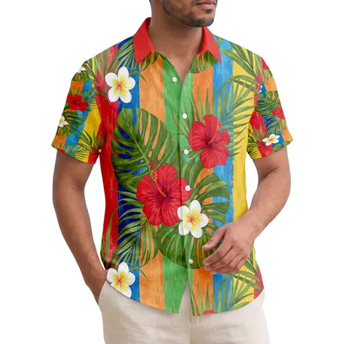 Monstera Palm Frond Hibiscus Plumeria - Tropical Lifestyle Gift Hawaiian Shirt