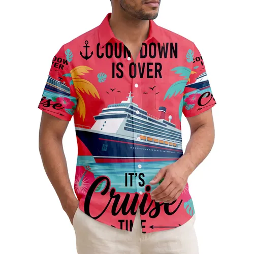 Cruise Ship Tropical Palm Trees Hibiscus - Vacation Cruise Trip Gift for Traveler Hawaiian Shirt