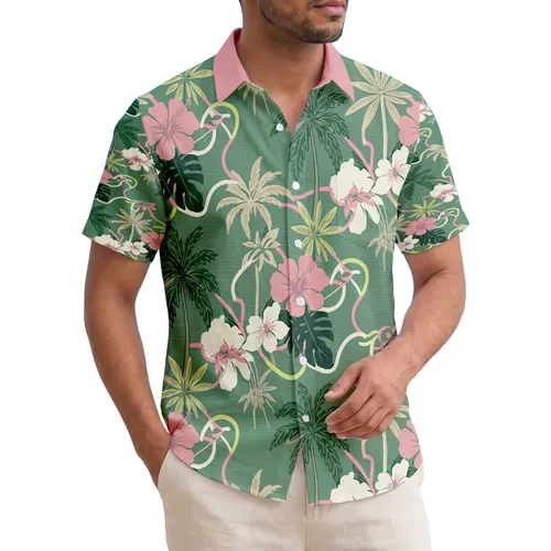 Palm Tree Hibiscus Tropical Plants Cloud Frames - Home Decor Gift Hawaiian Shirt