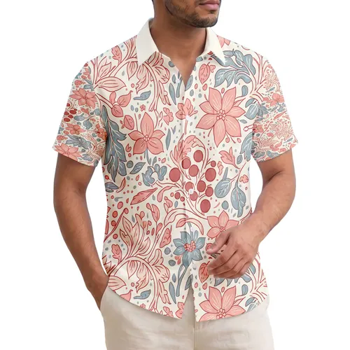 Botanical Vines Floral Berries Swirling Leaves - Home Decor Gift for Garden Lover Hawaiian Shirt