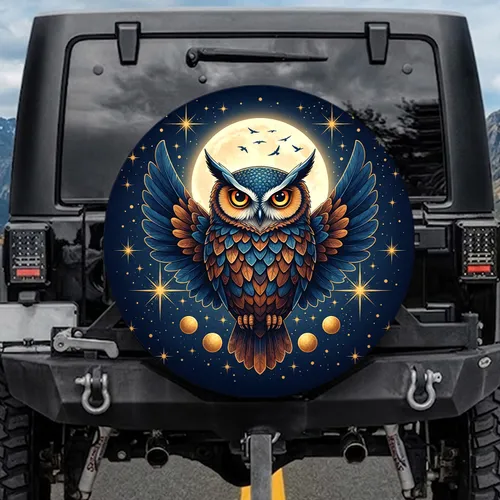 Majestic Owl Full Moon Night Sky Birds - Wildlife Lover Gift Spare Tire Cover