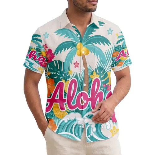 Aloha Tropical Palm Hibiscus Ocean - Home Decor Gift for Beach Lover Hawaiian Shirt