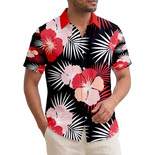 Hibiscus Palm Leaves Tropical - Tropical Getaway Gift for Beach Lovers Hawaiian Shirt