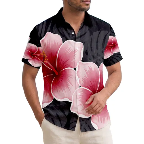 Rose Pink Tropical Flowers Monstera Palm Leaves - Tropical Beach Getaway Gift Hawaiian Shirt