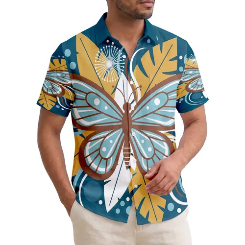 Butterfly Ocean Waves Tropical Leaves - Tropical Home Decor Gift Hawaiian Shirt