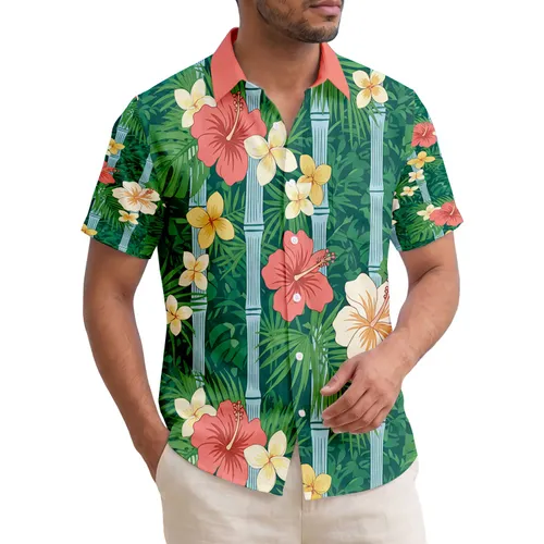 Tropical Bamboo Palm Hibiscus Monstera Plumeria - Lifestyle Gift Hawaiian Shirt
