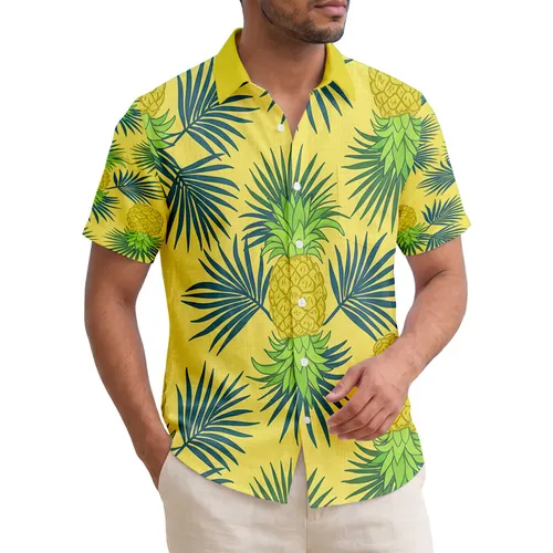 Pineapple Palm Fronds Tropical Leaves - Island Vacation Gift for Travelers Hawaiian Shirt