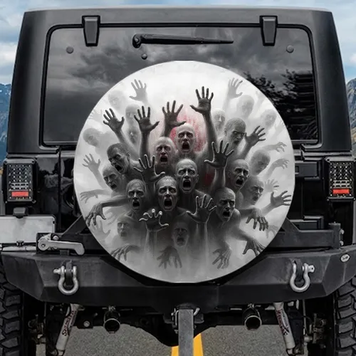 Faces Hands Fog Figures Scene - Car Decor Gift Spare Tire Cover