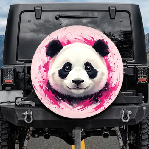 Panda Bear Face Paint Splatters - Home Decor Gift for Panda Lover Spare Tire Cover