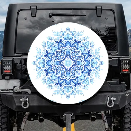 Floral Petal Mandala Leaves Swirling Tendrils Boho Lifestyle Gift Spare Tire Cover