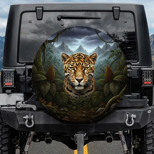 Jaguar Jungle Mountain Peaks - Wildlife Lover Gift Spare Tire Cover