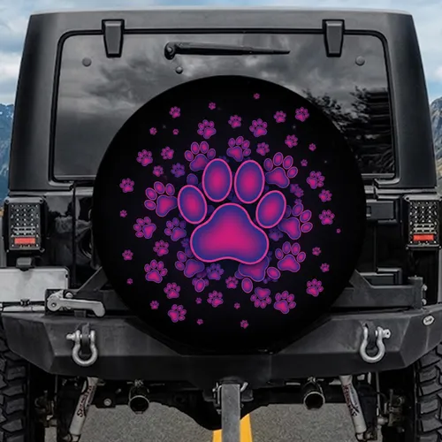 Glowing Walking Animal Paw Prints - Travel Essentials Pet Lover Gift Spare Tire Cover