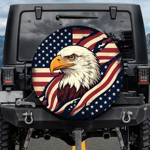 Bald Eagle American Flag - Independence Day Gift for Veterans Spare Tire Cover