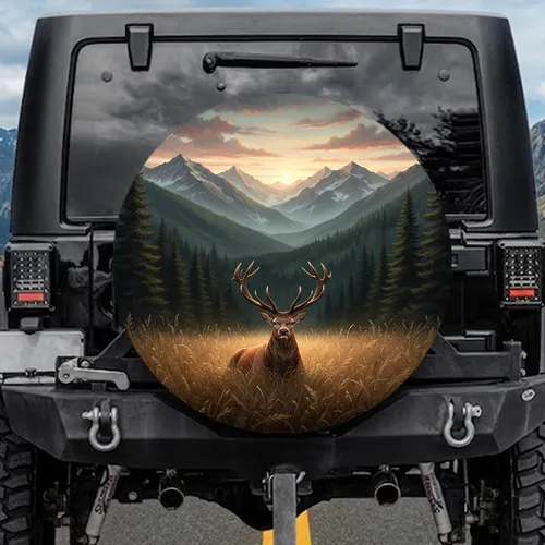 Red Deer Stag Mountain Wilderness Enjoy Life - Wildlife Lover Gift Spare Tire Cover