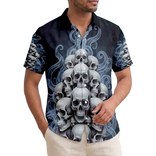 Human Skulls Skeletal Hand Smoke Tendrils - Halloween Party Gift Hawaiian Shirt