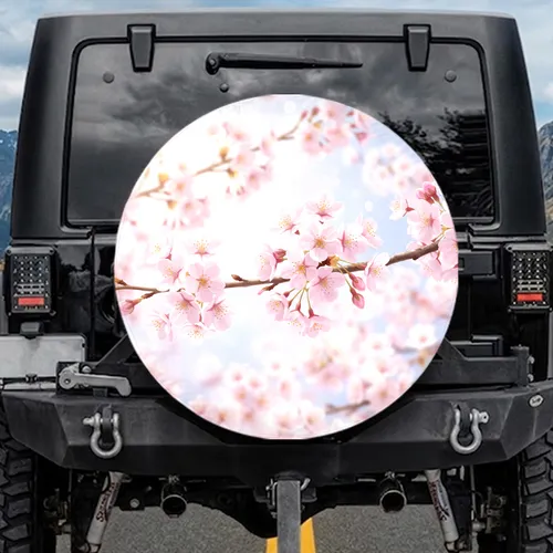 Ethereal Light Pink Cherry Blossom Branch Spring Home Decor Gift Spare Tire Cover