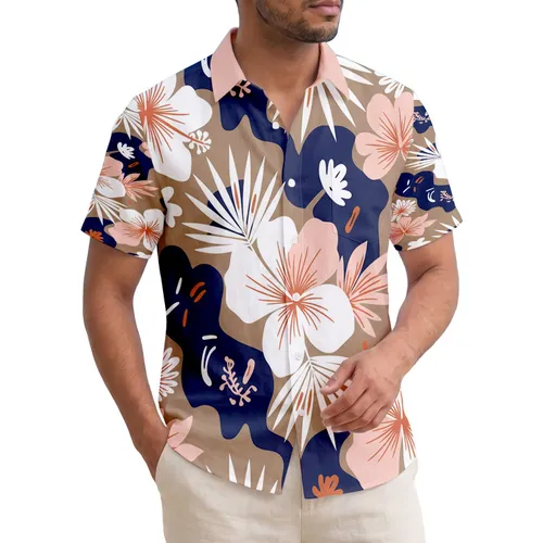 Tropical Flowers Palm Fronds Botanical Foliage Abstract Shapes - Home Decor Gift Hawaiian Shirt