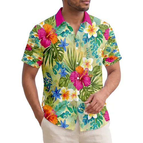 Vibrant Tropical Floral Botanical Leaves - Tropical Lifestyle Gift Hawaiian Shirt
