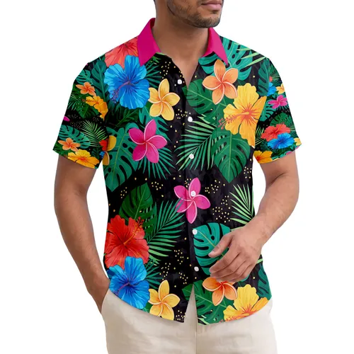 Hibiscus Plumeria Monstera Palm Fronds Tropical - For Tropical Island Lifestyle Hawaiian Shirt