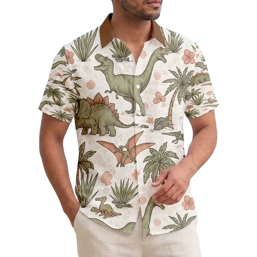 Dinosaurs Tropical Foliage Jungle - Dinosaur Lover Gift for Kids Hawaiian Shirt