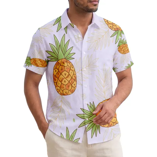 Pineapple Crown Leaves Tropical Foliage Palm Fronds Home Decor Gift Hawaiian Shirt