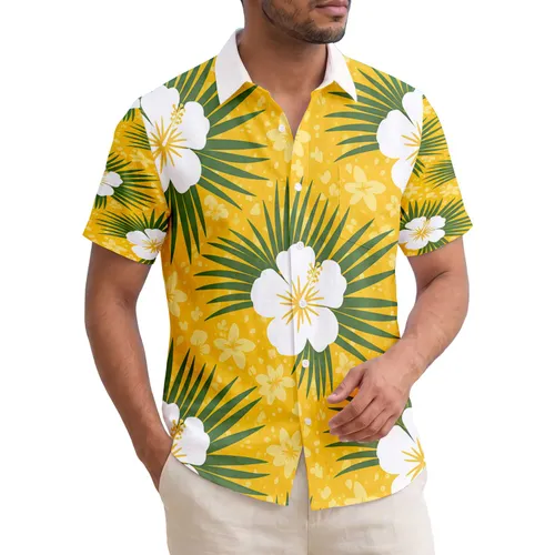 White Hibiscus Palm Frond Tropical Floral - Tropical Lifestyle Gift Hawaiian Shirt