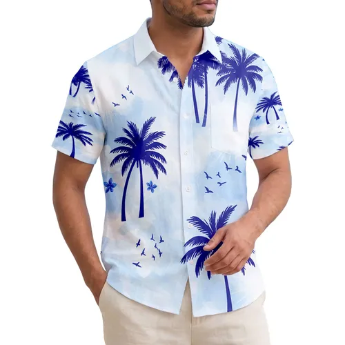 Palm Trees Tropical Birds Ocean Waves - Tropical Vacation Gift for Beach Lover Hawaiian Shirt