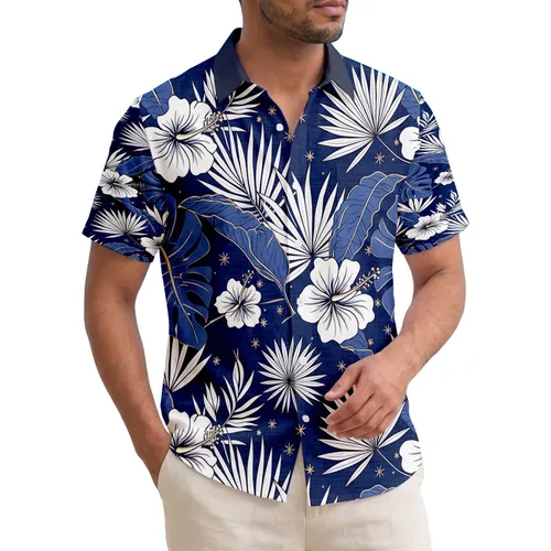 Tropical Monstera Banana Palm Leaves Hibiscus Bloom - Vacation Lifestyle Hawaiian Shirt