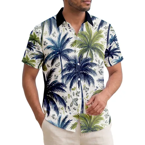 Layered Tropical Palm Fronds - Vacation Lifestyle Gift for Beach Lover Hawaiian Shirt