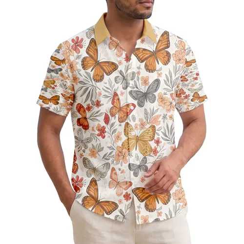 Botanical Garden Butterflies Flowers Leaves - Everyday Lifestyle Gift Hawaiian Shirt