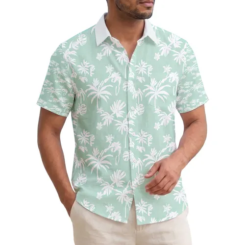 White Palm Tree Hibiscus Tropical Leaves - Home Decor Gift for Tropical Lifestyle Hawaiian Shirt
