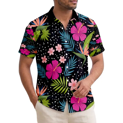 Tropical Hibiscus Bird of Paradise Palm Fern Foliage - Home Decor Gift Hawaiian Shirt