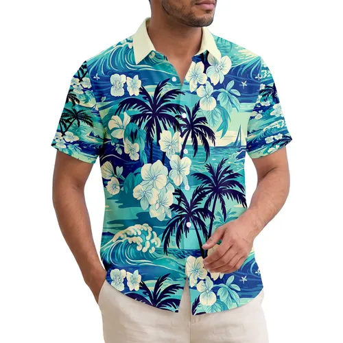 Palm Tree Ocean Seascape Orchid Island Sailboat - Tropical Vacation Gift Hawaiian Shirt