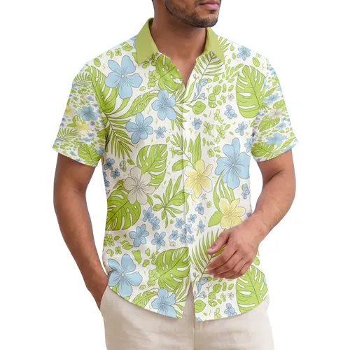Tropical Hibiscus Plumeria Palm Monstera Foliage - Home Decor Gift Hawaiian Shirt