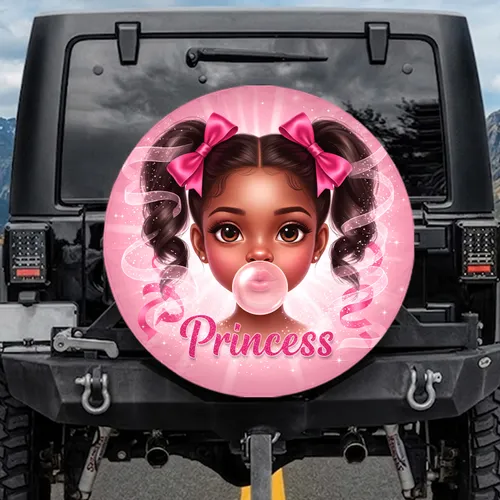 Princess Girl Bubblegum Pigtails Pink Bows Princess Lover Gift Spare Tire Cover